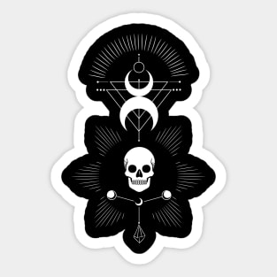 Skull & Moon • Witchcraft Symbol • White Sticker